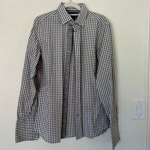 Banana republic, two ply cotton button-down gingham shirt medium